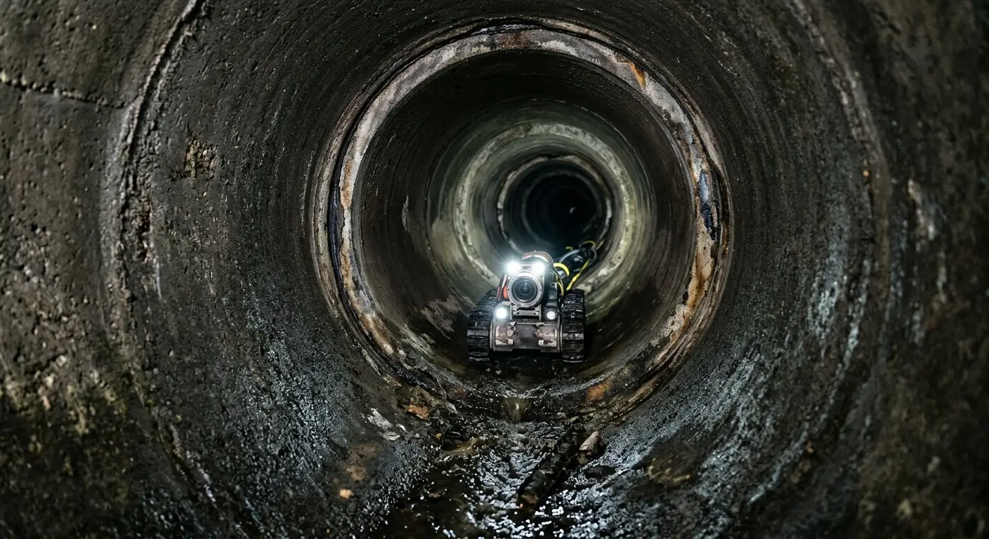 Robotic sewer camera inspecting pipe interior for Drain Snake Service in Nephi